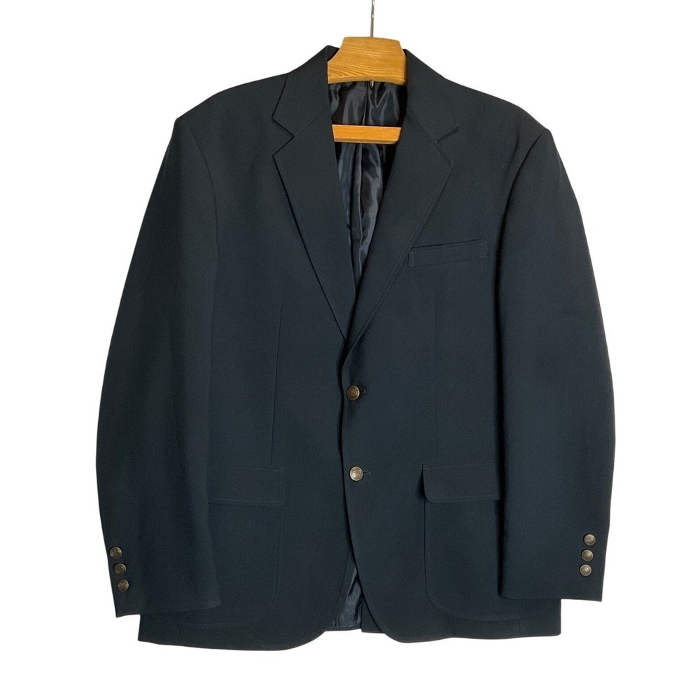 Edwards‎ 2-Button Blazer Suit Jacket Sport Coat Textured Woven Blue Navy 40R